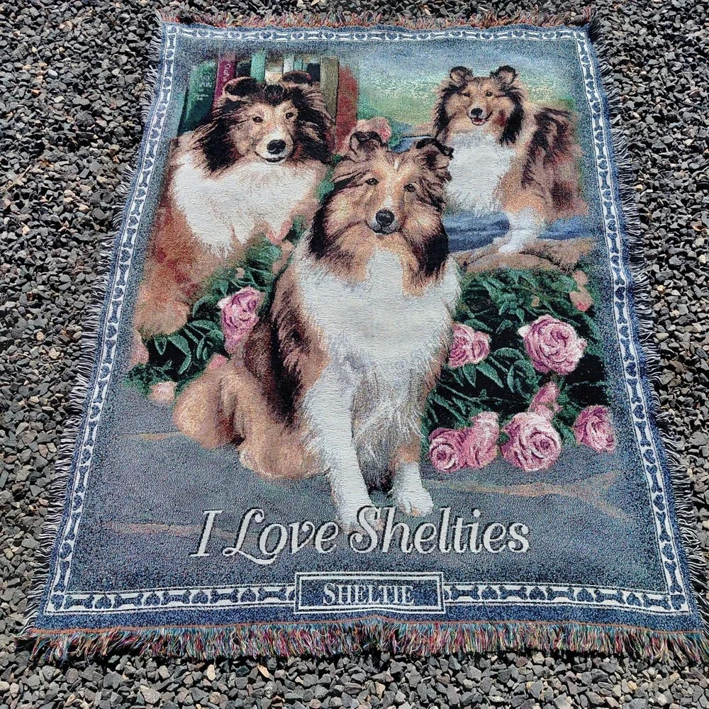 I Love Shelties Throw Blanket Tapestry 52